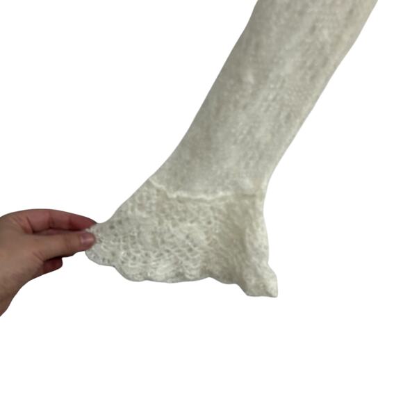 Romantic Lace Open Knit Cardigan Laura Ashley Beaded Ivory Medium - Picture 4 of 7